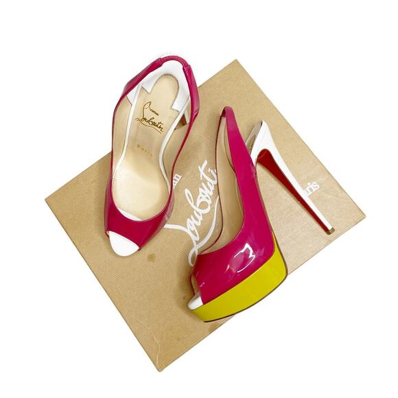 CHRISTIAN LOUBOUTIN Lady Peep Sling 150 Patent Leather in Cyclamen - Picture 3 of 14